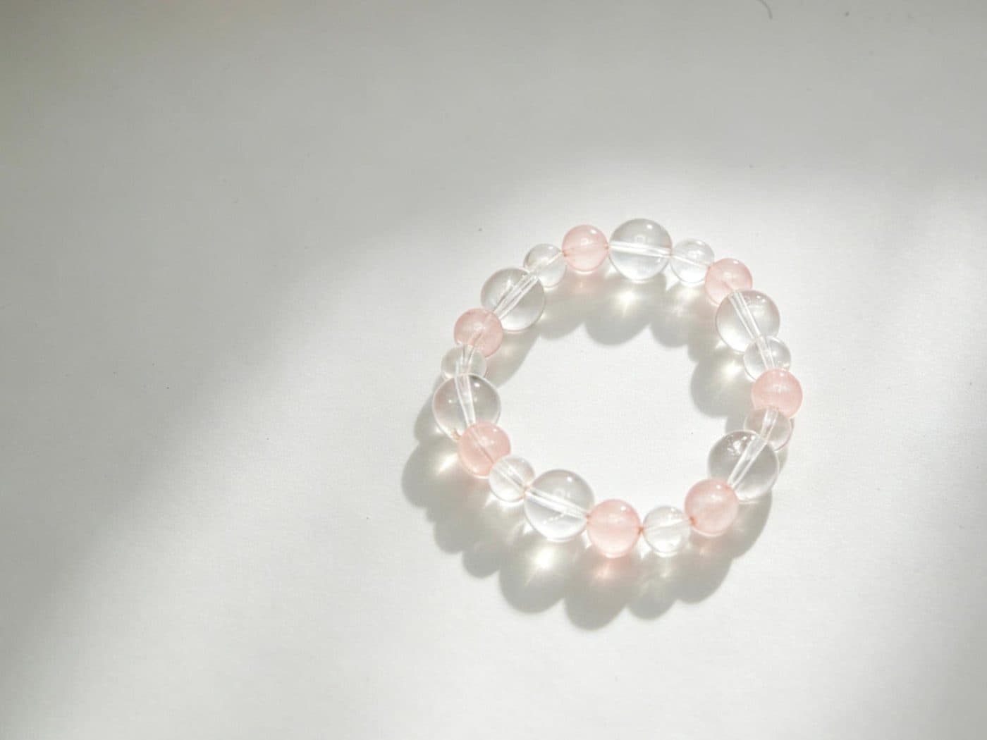 12 mm Natural Rose Quartz Clear Quartz Stretch Bracelet | Crystal Gift for Her
