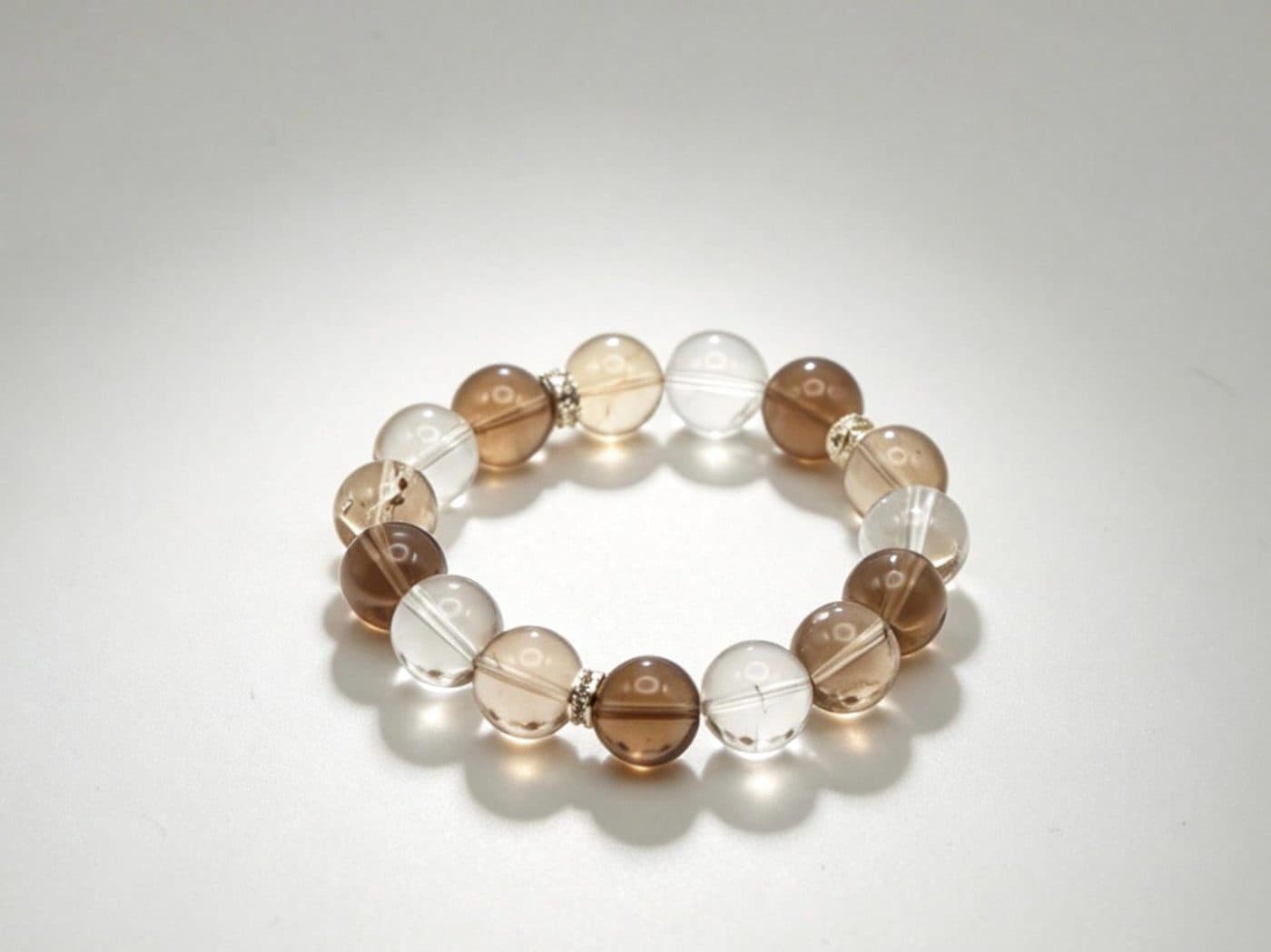 12 mm Natural Smoky Quartz & White Crystal | Grounding Protection Clarity Healing Gemstone
