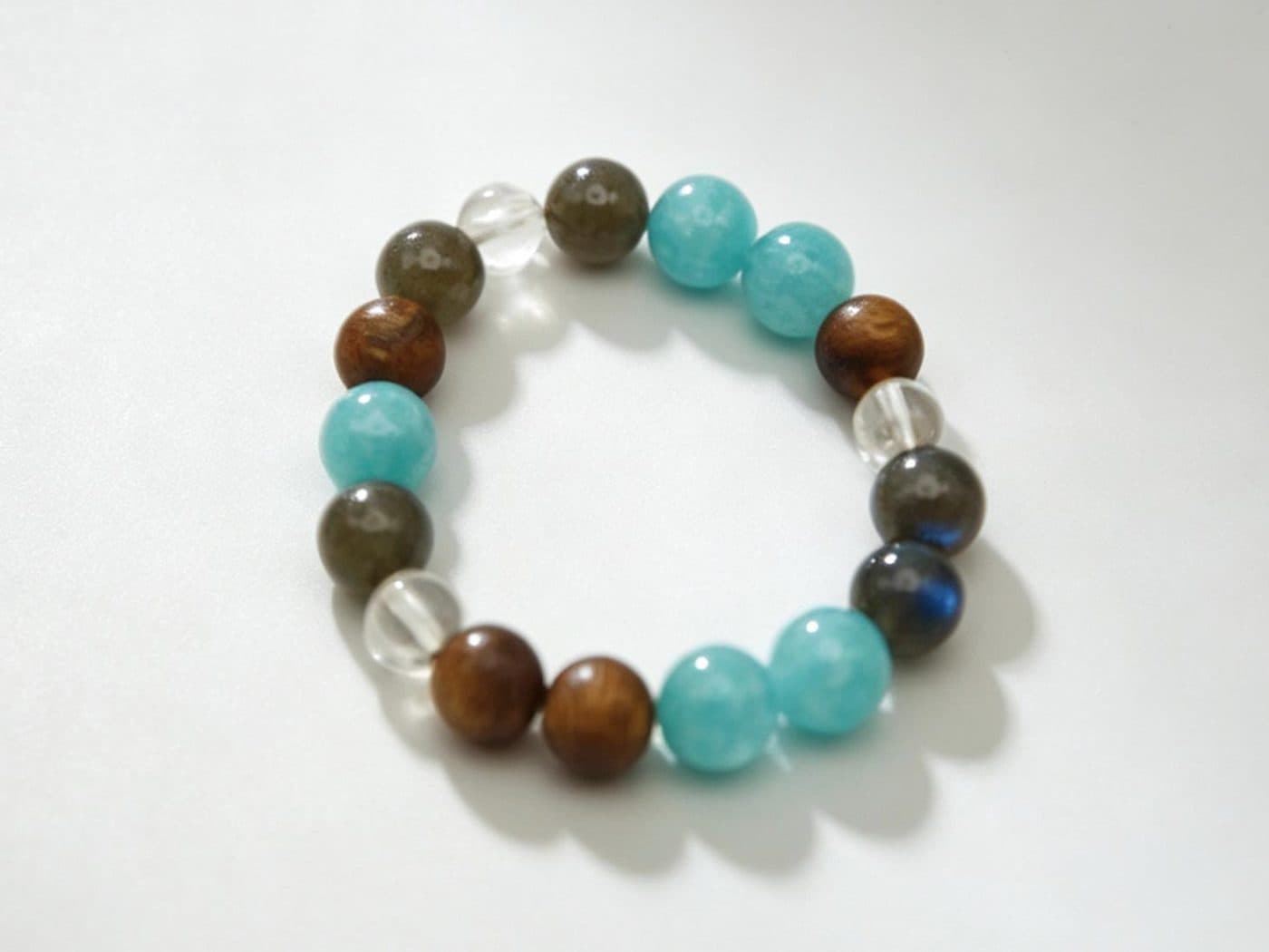 Amazonite Labradorite Agarwood Bracelet | Clear Quartz Boho Nature Men Women Gift