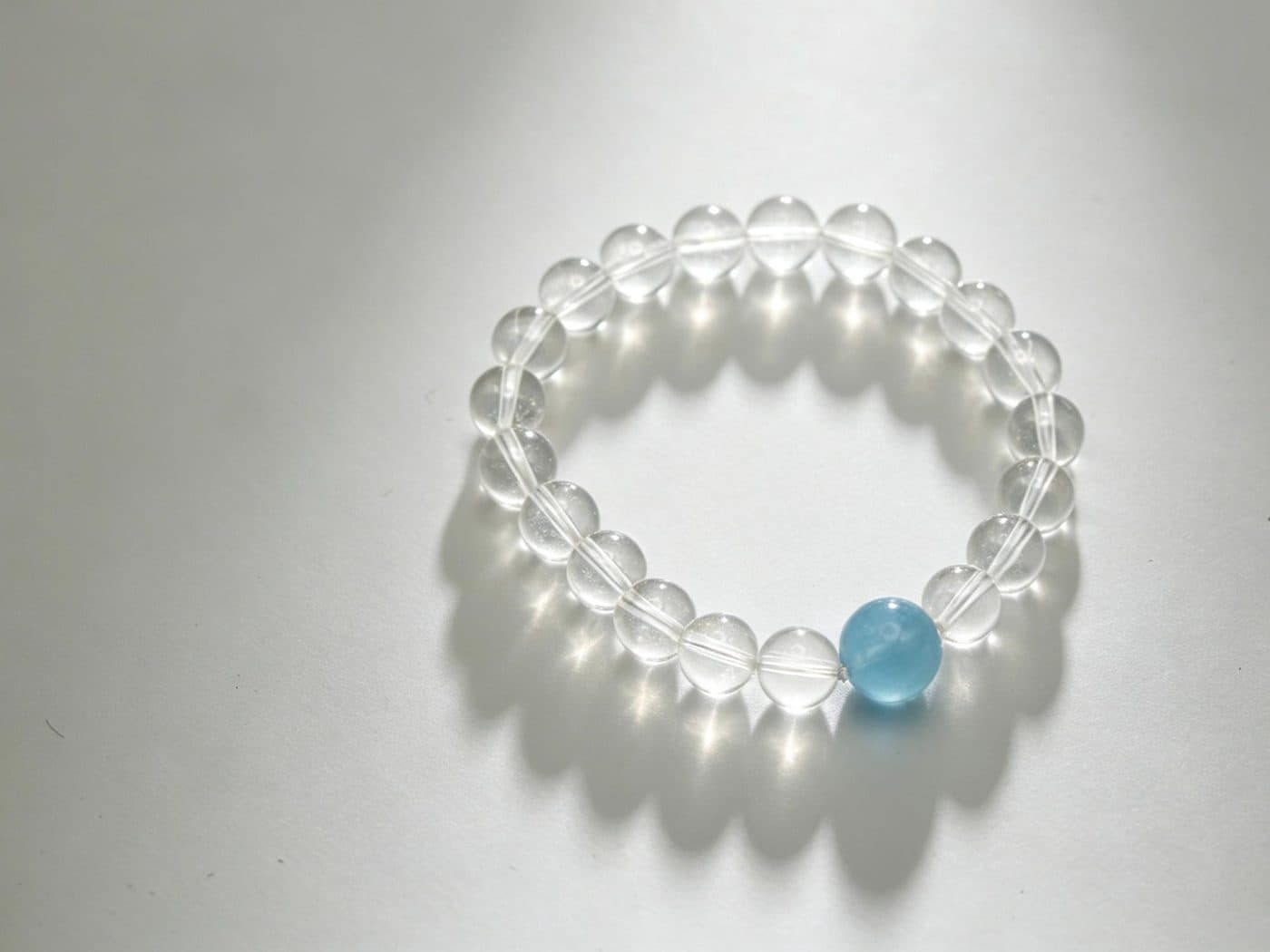 Aquamarine Clear Quartz Bracelet - Handmade Healing Crystal Beads