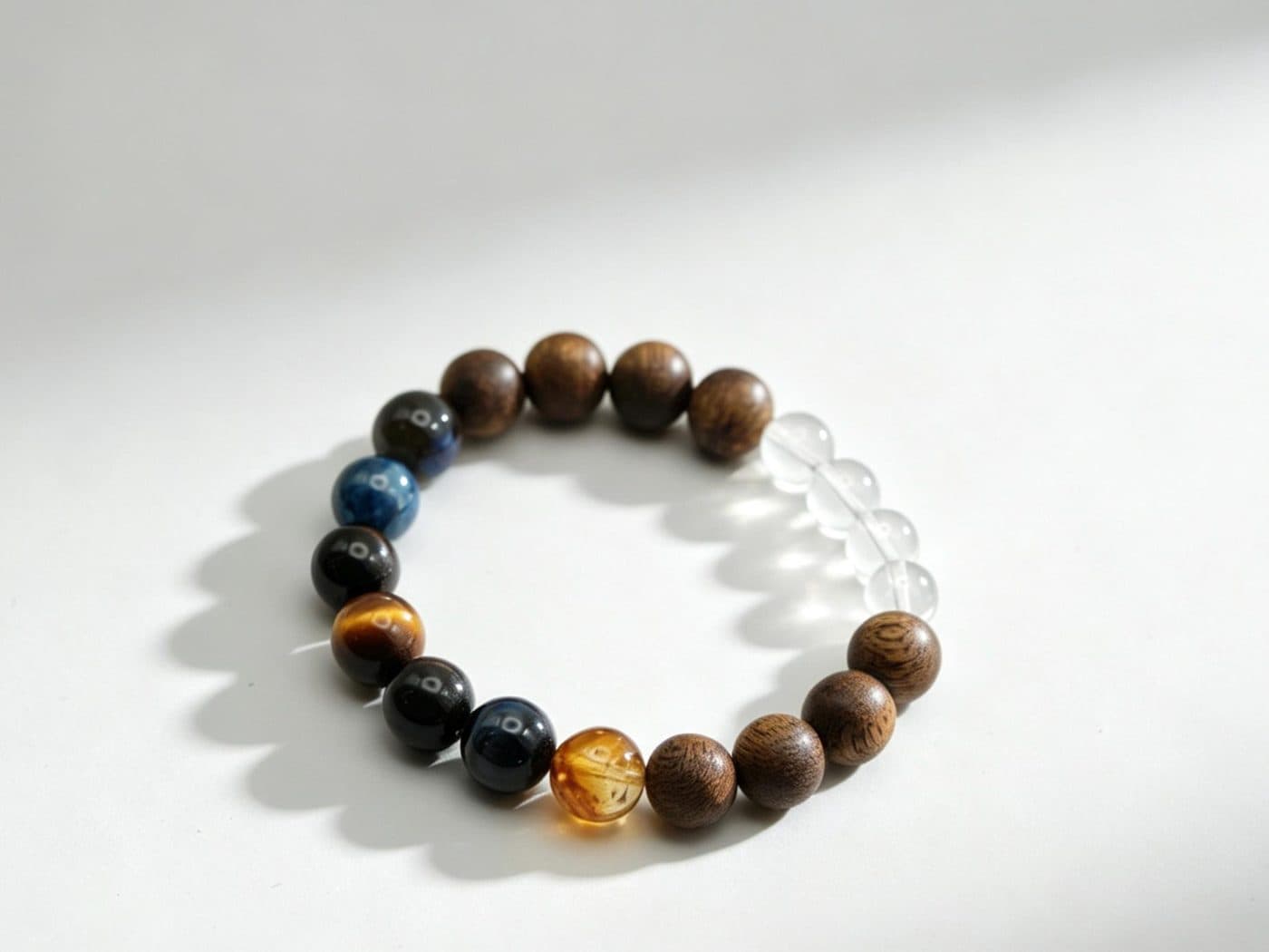 Black Obsidian Blue Tiger Eye Kyanite Bracelet | Golden Rutilated Quartz Agarwood Men Protection