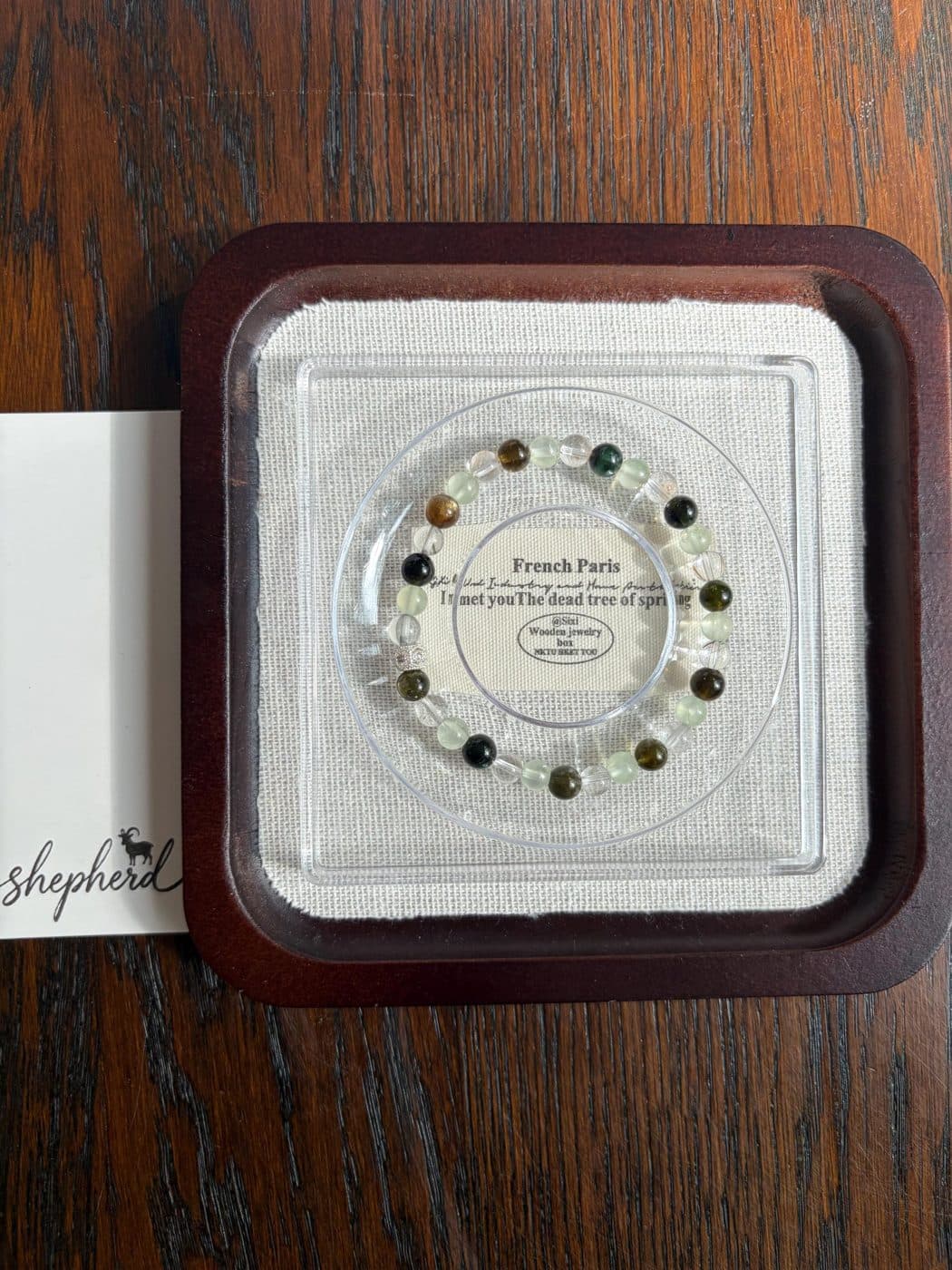 Black Tourmaline, Prehnite & Rutilated Quartz Beaded Bracelet - Protection Crystal Healing Jewelry
