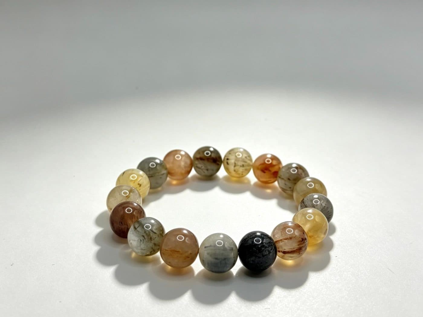 Colorful Tourmaline Rutile Bracelet - Natural Rainbow Tourmaline Healing Crystal