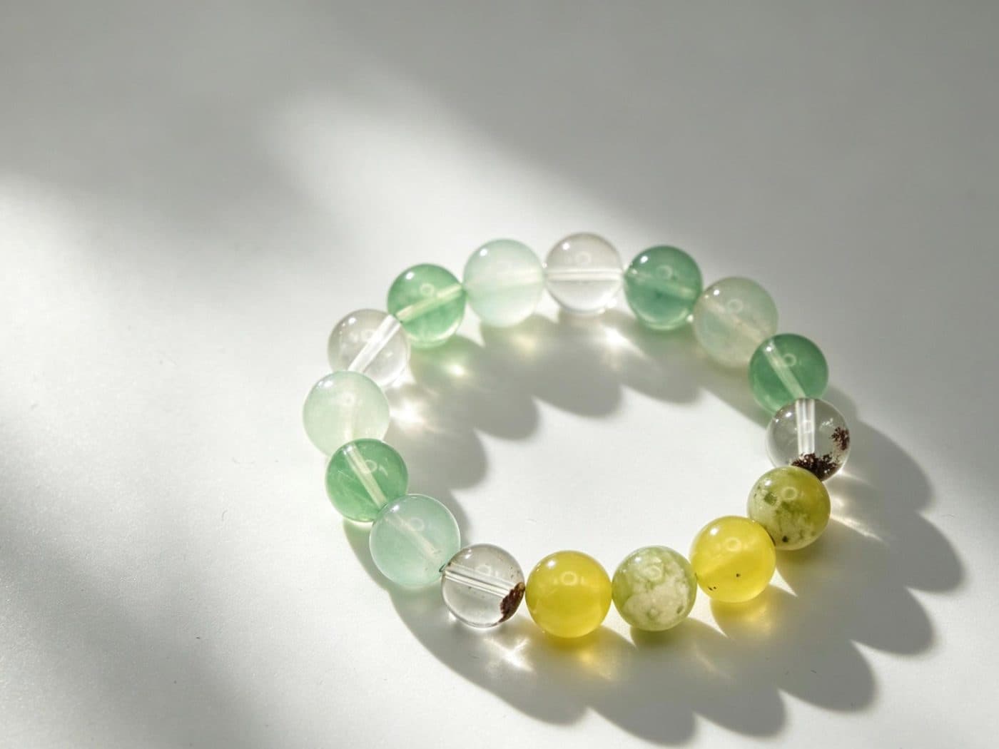 Green Fluorite Jade Bracelet - Xiuyan Jade Mint Green Crystal Healing Stone