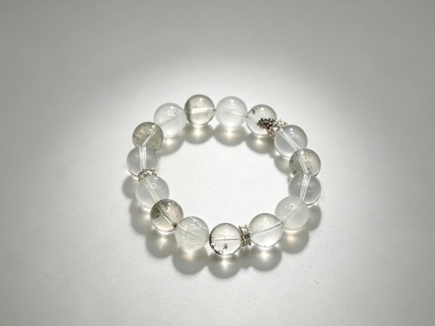 Green Phantom Quartz Clear Quartz Bracelet - Handmade Healing Crystal Beads