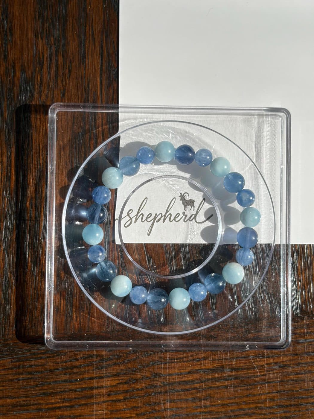 Kyanite Blue Fluorite Aquamarine Beaded Bracelet - Natural Gemstone Crystal Jewelry