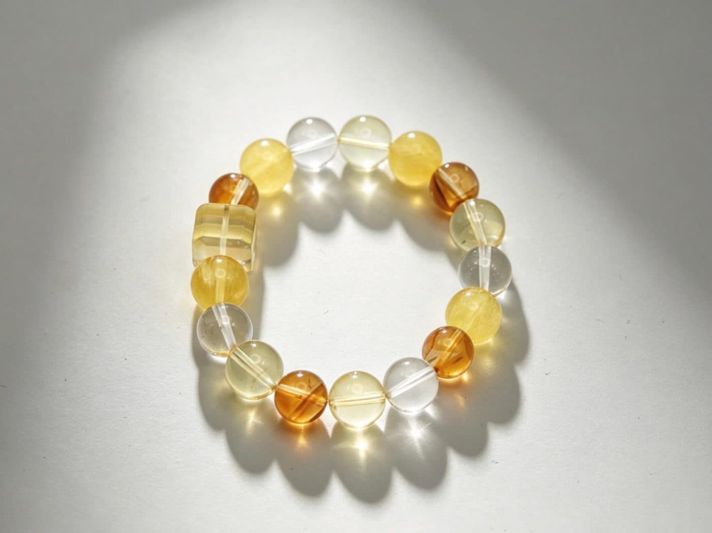 Lemon Quartz Citrine Yellow Fluorite Cube Bracelet | Clear Quartz Solar Plexus Women Gift