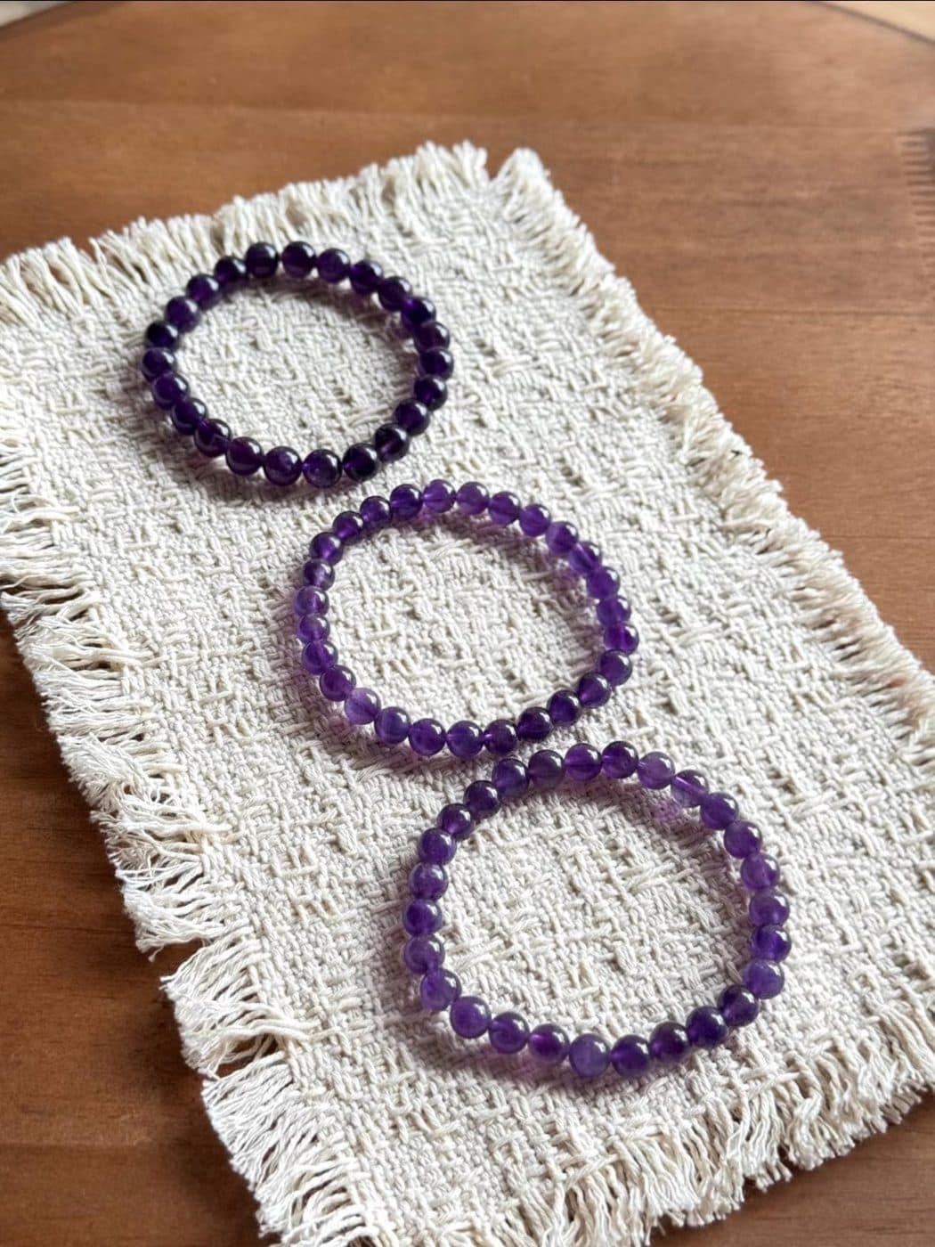 Natural Amethyst Bracelet | 8mm Round Beads | Purple Crystal Stretch Bracelet for Women