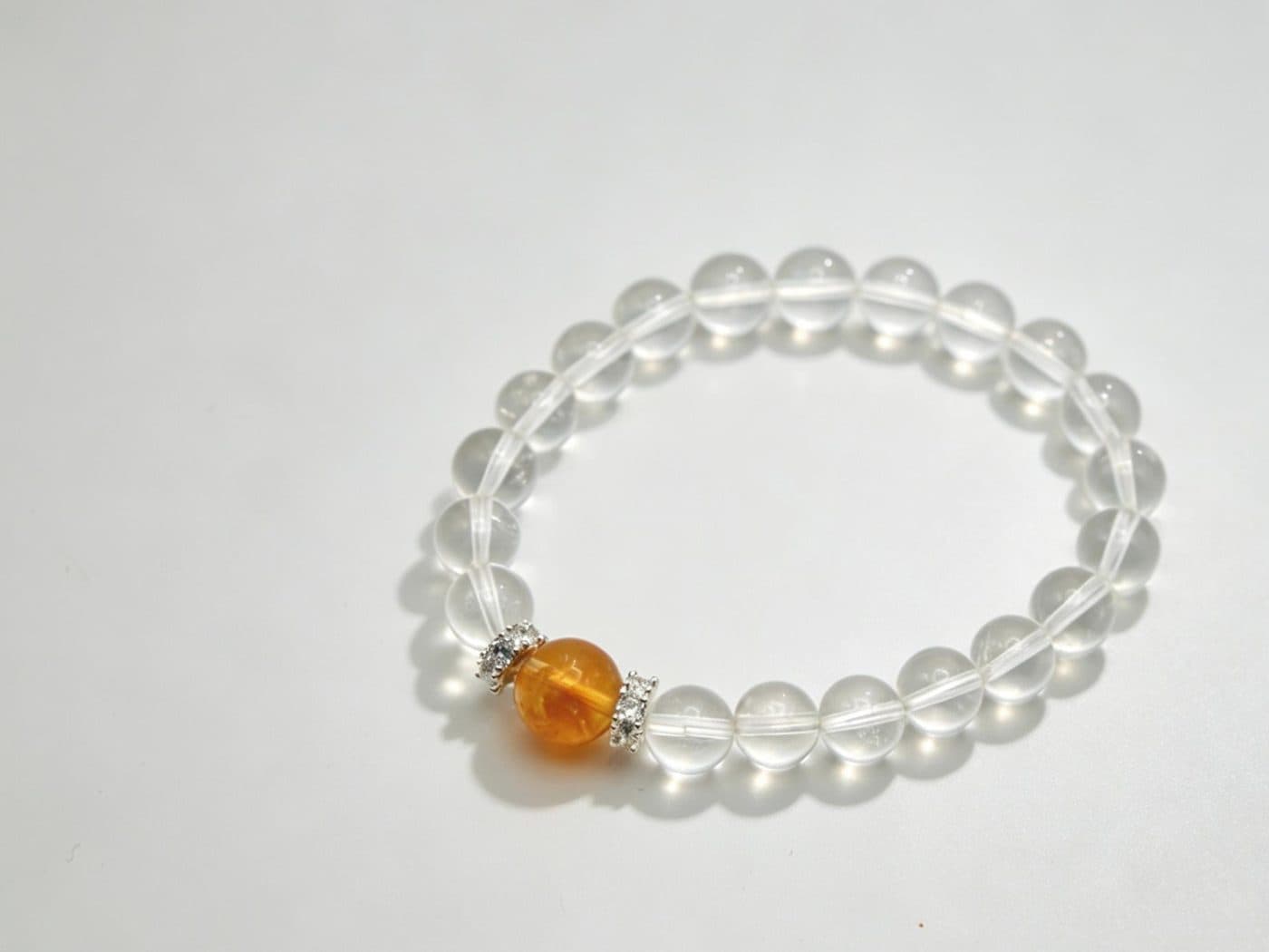 Natural Citrine Rutilated Quartz Clear Quartz Stretch Bracelet | Crystal Gift for Her