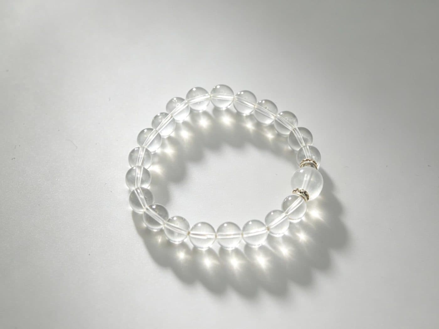 Natural Moonstone Clear Quartz Stretch Bracelet | Silver Rhinestone Spacer Crystal Gift for Her