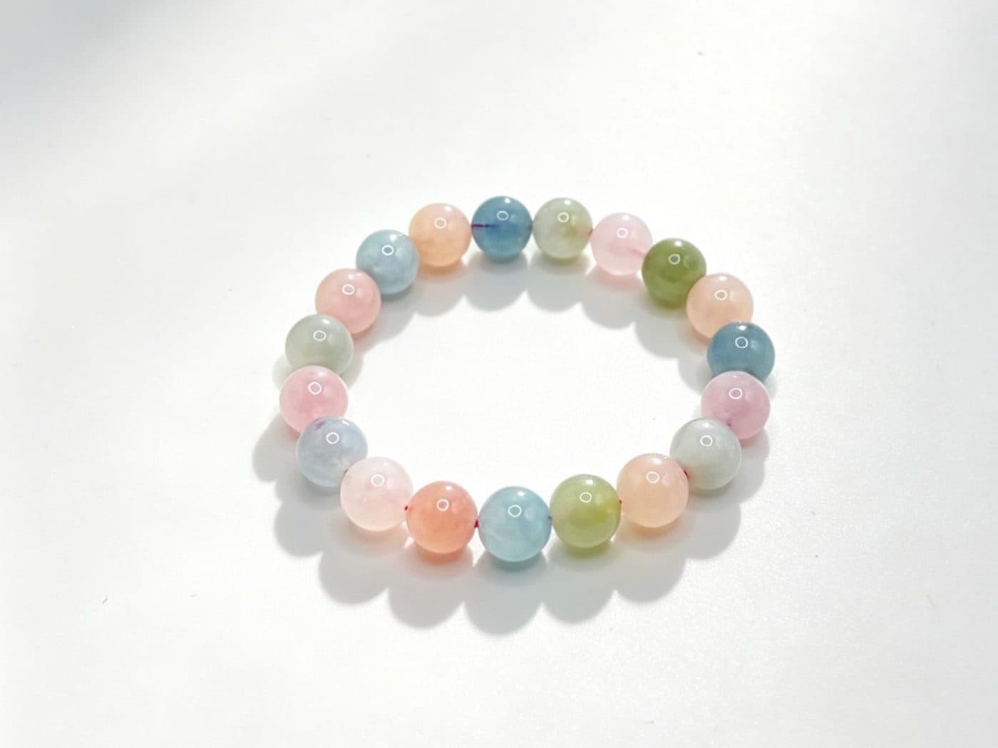 Natural Multi-Color Morganite Stretch Bracelet | Pastel Crystal Jewelry Gift for Her