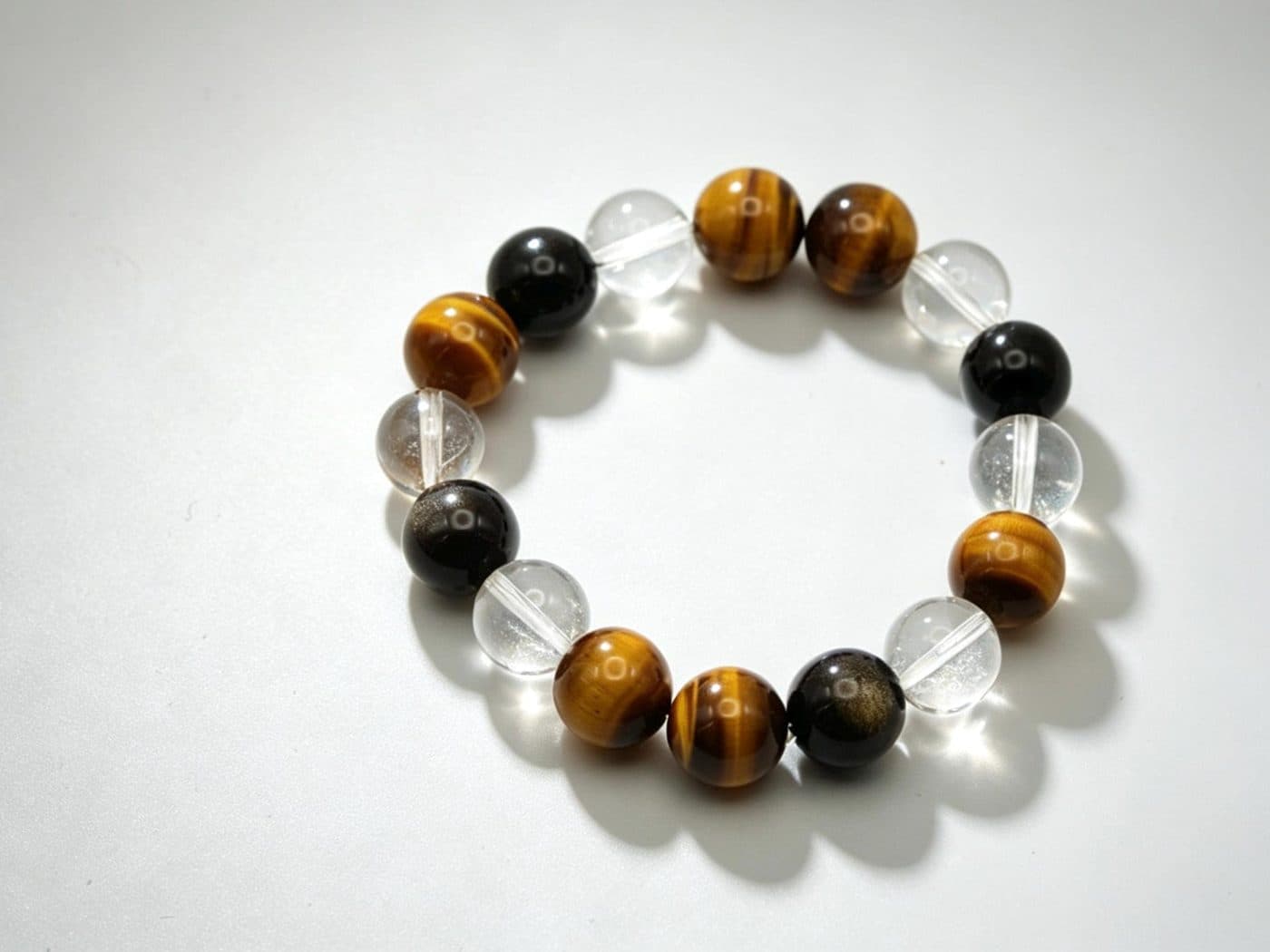 Natural Tiger Eye Golden Obsidian Smoky Quartz Clear Quartz Bracelet | Men Protection Crystal Gift