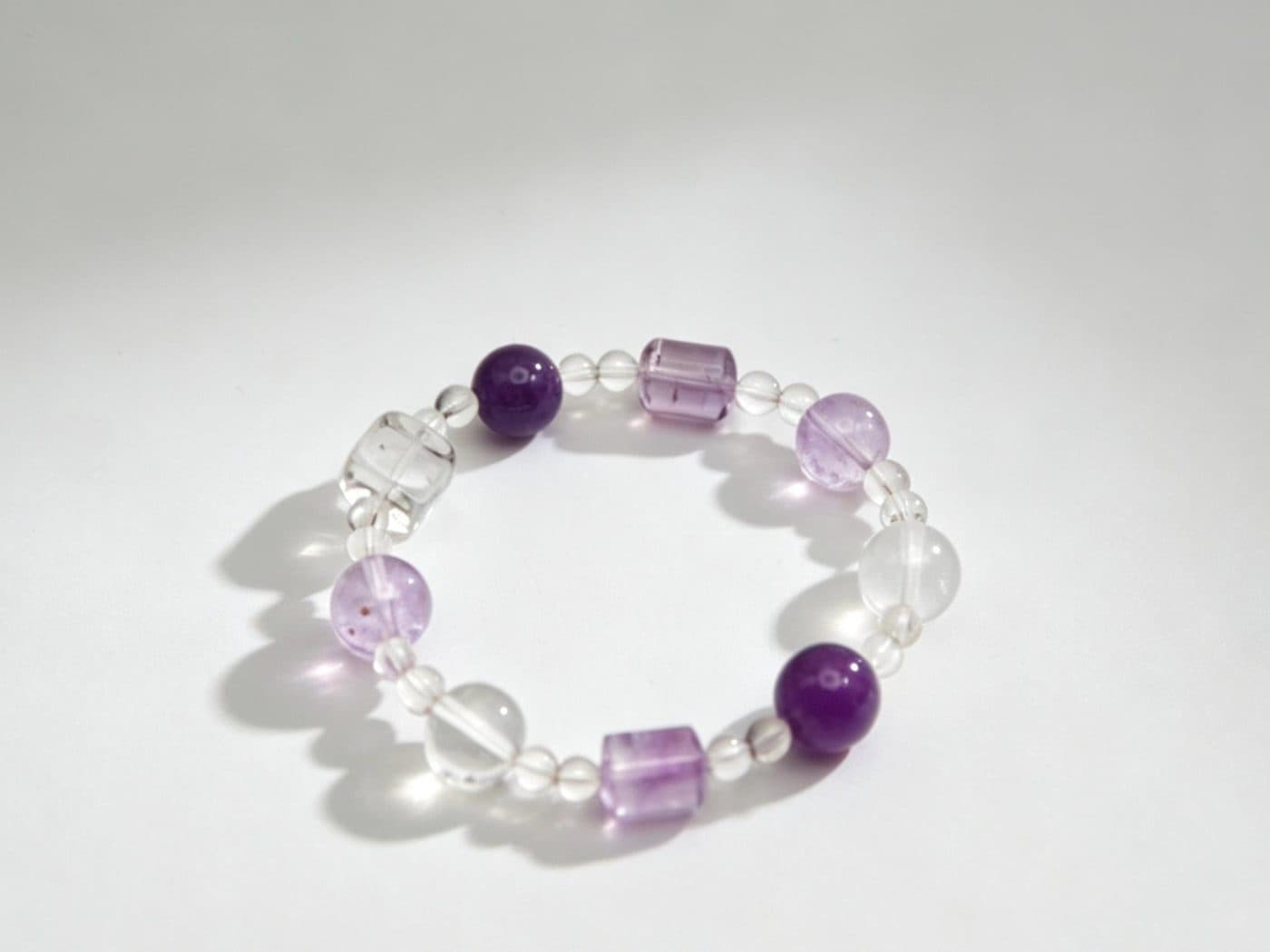 Natural Uruguayan Amethyst Lavender Amethyst Clear Quartz Bracelet | Purple Crystal Jewelry Gift for Her