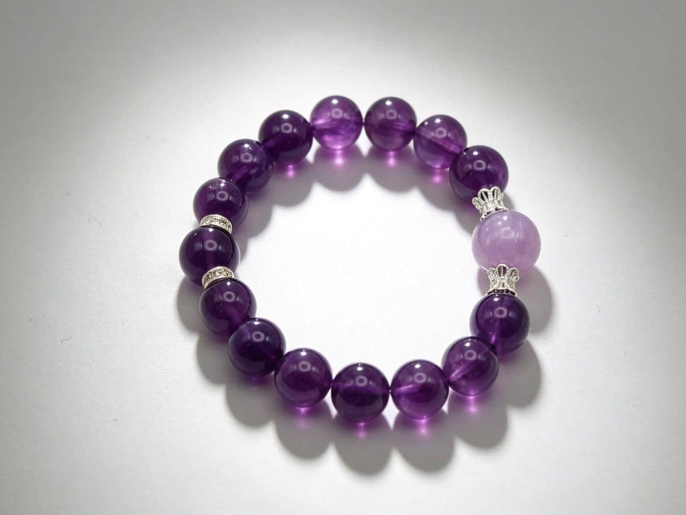 Natural Uruguayan Amethyst Lavender Quartz Bracelet | Silver Crown Crystal Gift for Her