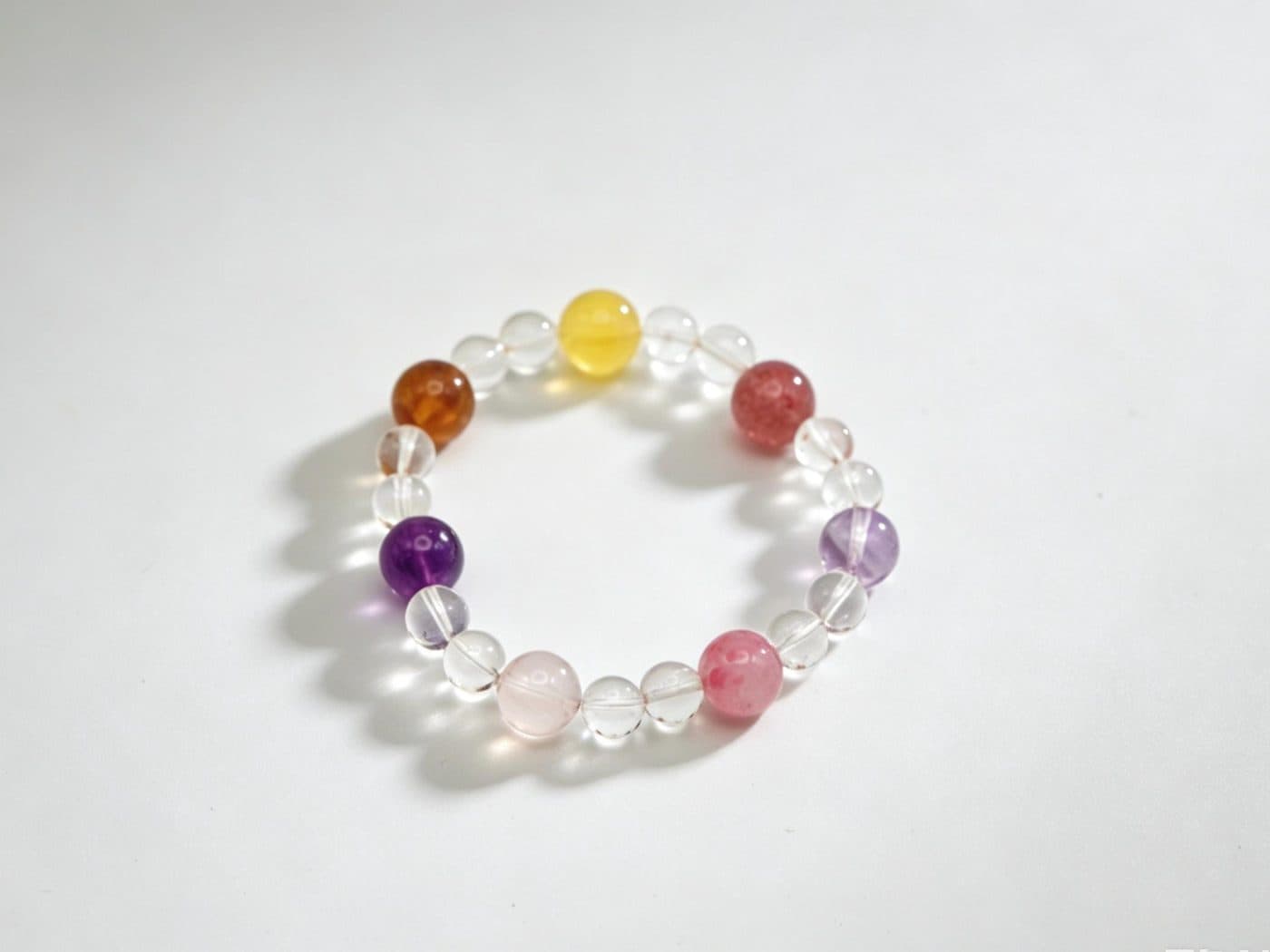 Rose Quartz Strawberry Quartz Amethyst Topaz Fluorite Bracelet - 8 Mixed Gemstone Healing Crystal