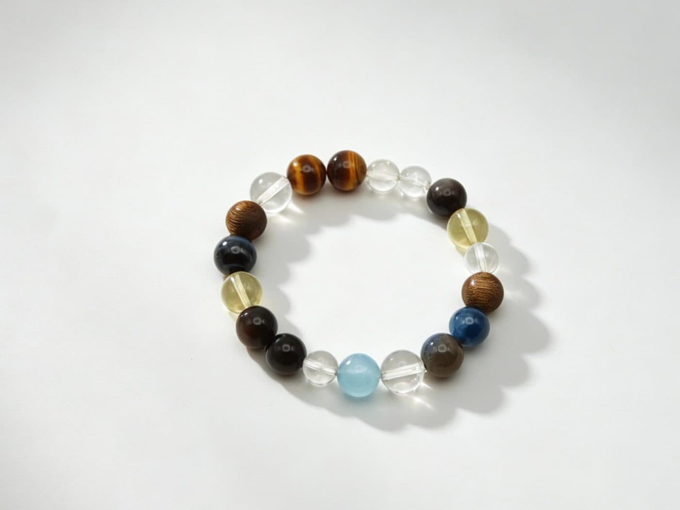 Tiger Eye Aquamarine Kyanite Obsidian Agarwood Bracelet | Hawk Eye Moonstone Men Strength Gift