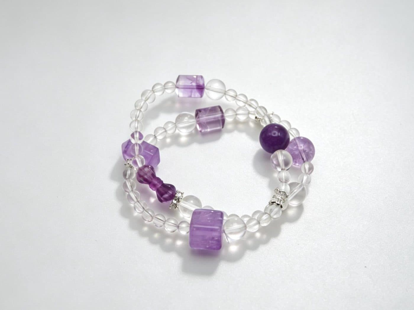 Uruguayan Amethyst Bolivian Amethyst Bracelet | Cube Charm Clear Quartz Silver Rhinestone Gift Her