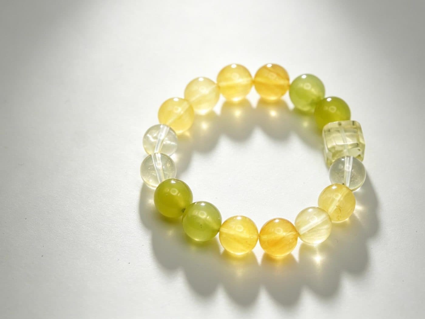 Yellow Fluorite Citrine Xiuyan Jade Bracelet - Handmade Healing Crystal Beads